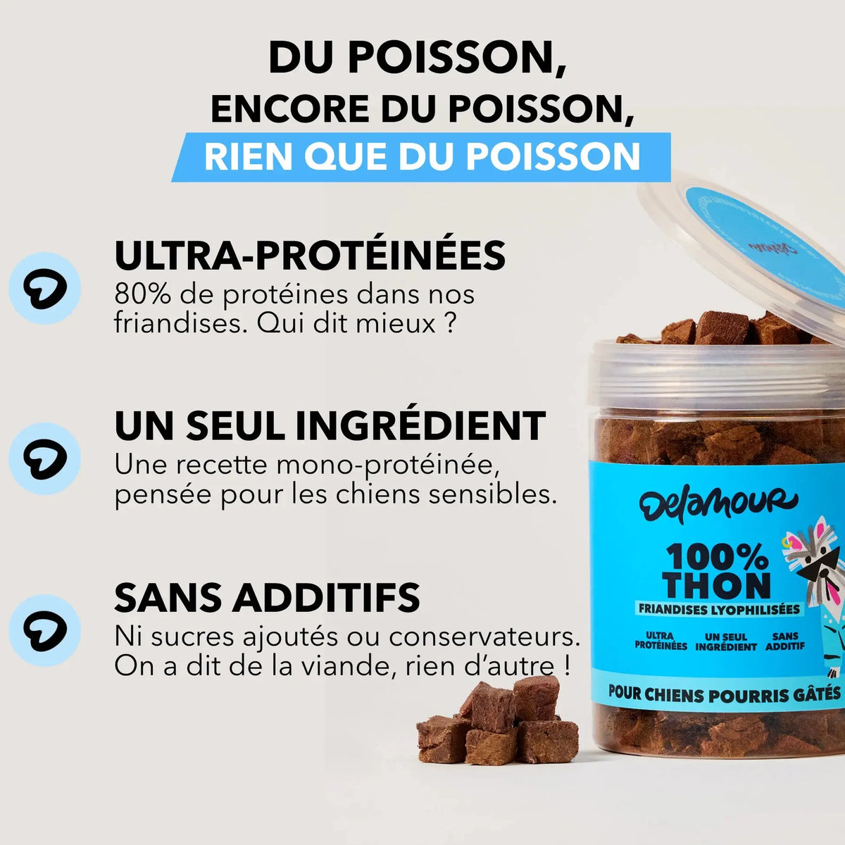 Delamour - Les Lyophilisées au Thon – Friandises 100 % Naturelles pour Chien et Chat DELAMOUR