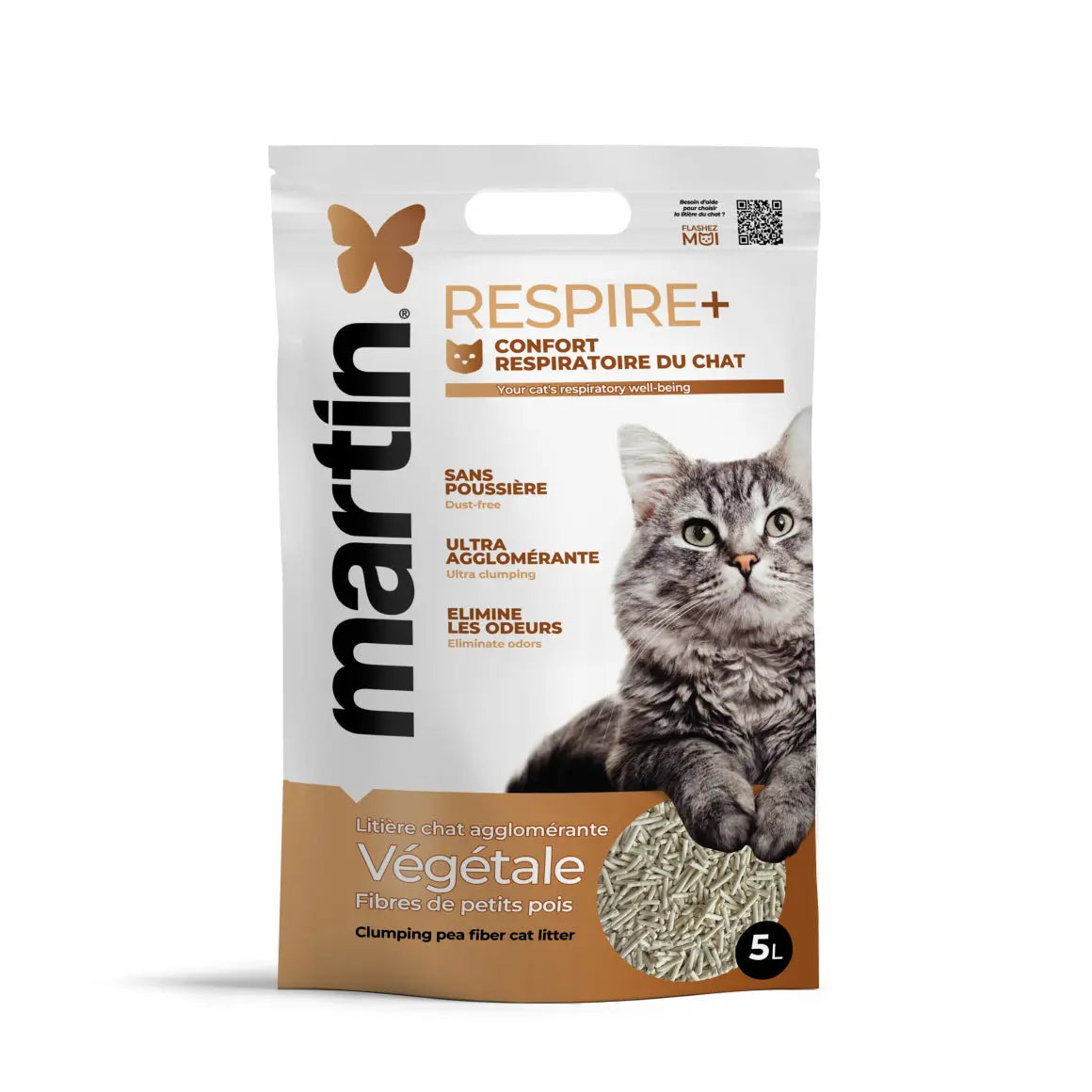 Litière agglomérante Respire+ – Confort respiratoire pour chats sensibles MARTIN