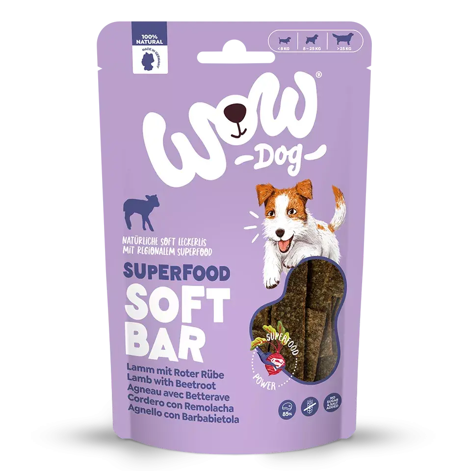 WOW - Friandises Barre Superfood Agneau betterave pour Chien WOW