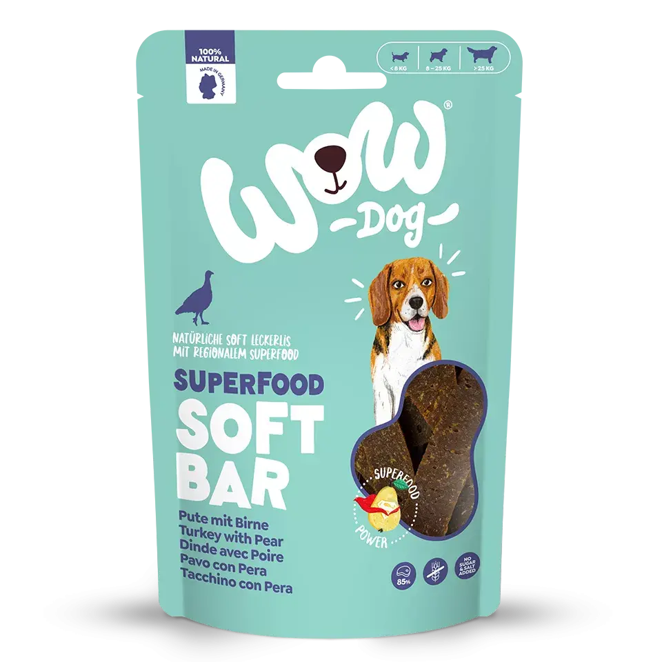 WOW - Friandises Barre Superfood Dinde Poire pour Chien WOW