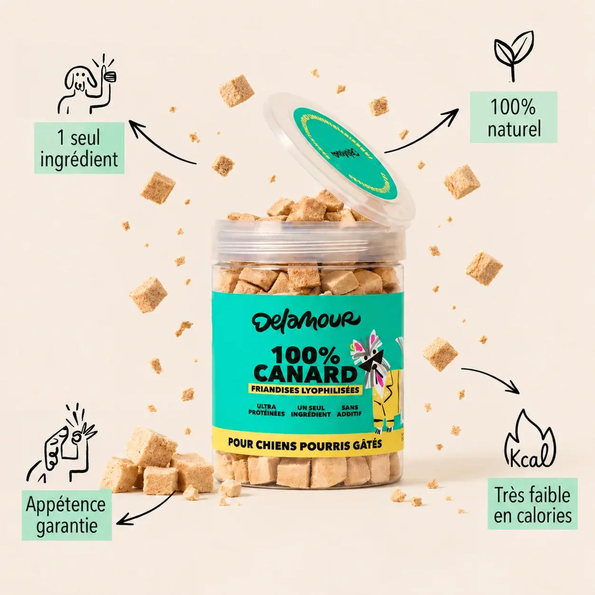 Delamour - Les Lyophilisées au Canard – Friandises 100 % Naturelles pour Chien et Chat (Copie) DELAMOUR