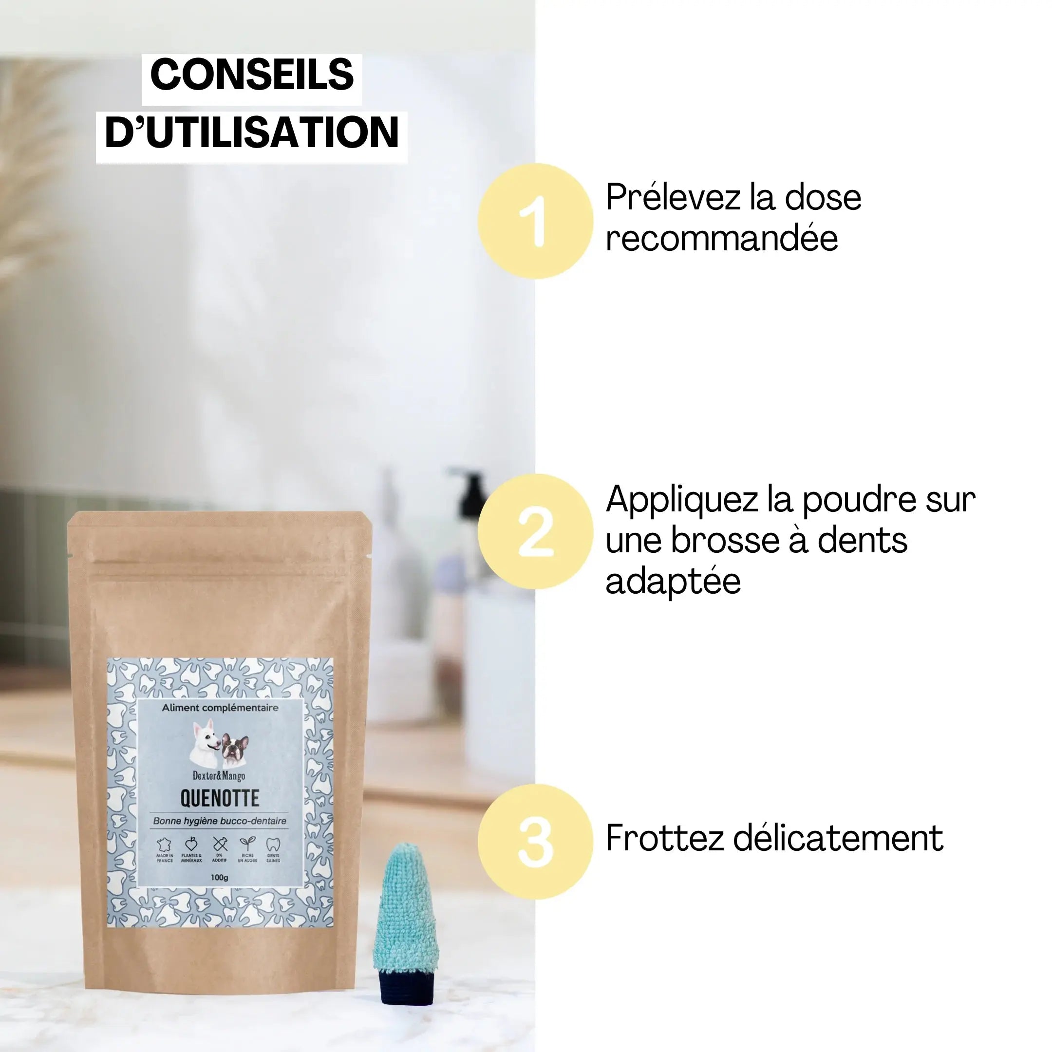 Hygiène dentaire du chien et du chat –  L'aliment complémentaire Quenotte – DEXTER & MANGO