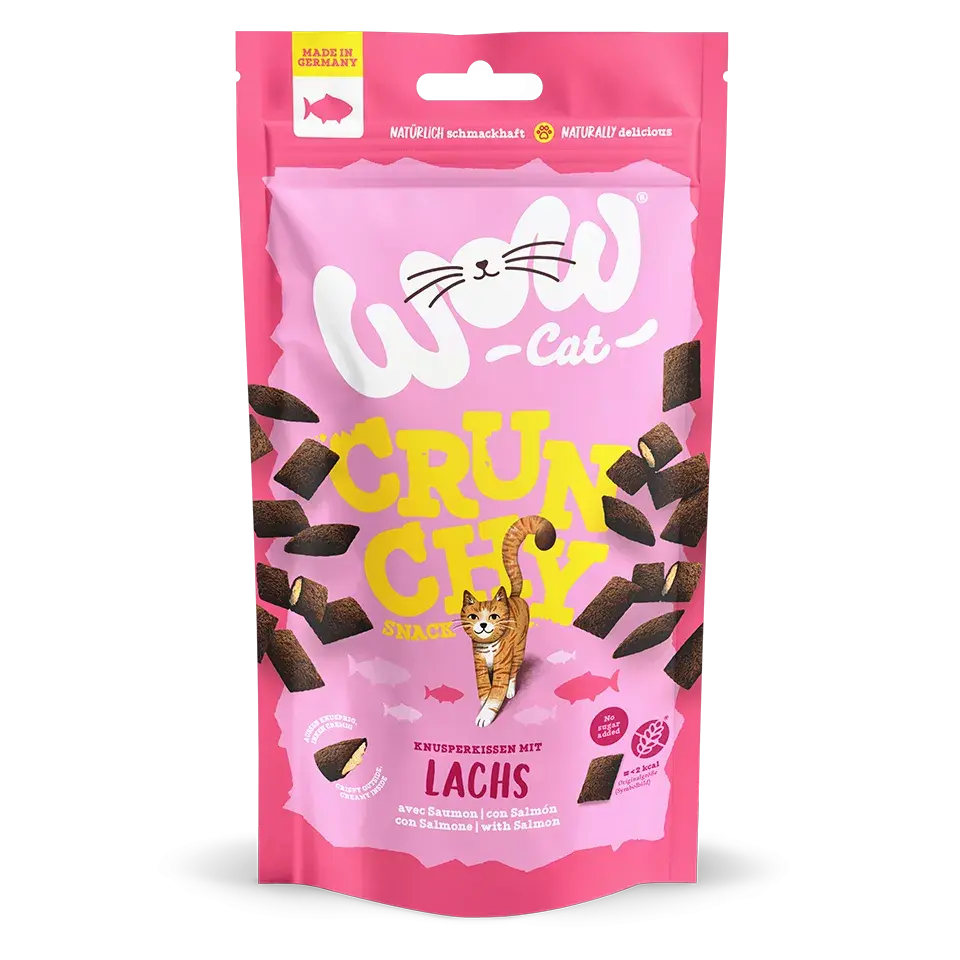 WOW -  Friandise pour chat Crunchy fourrée à la crème et au saumon WOW