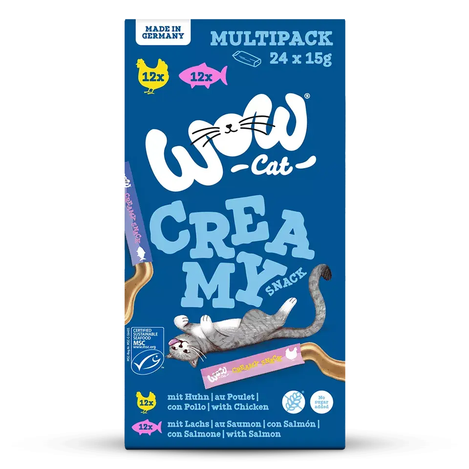 WOW - Multipack Creamy Snack Poulet & Saumon pour chat WOW